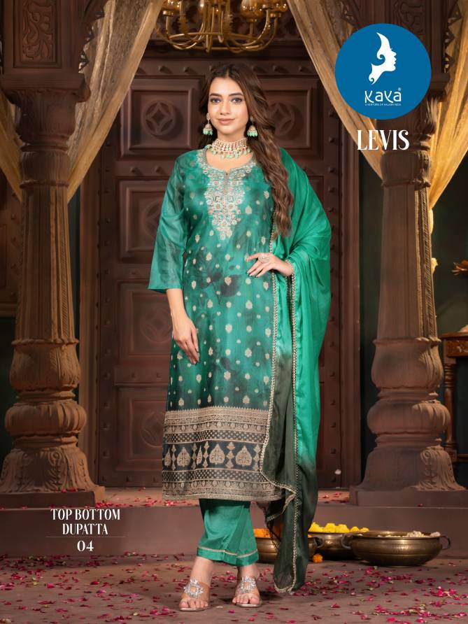 Levis By Kaya Chanderi Silk Designer Kurti With Bottom Dupatta Wholesalers In Delhi
